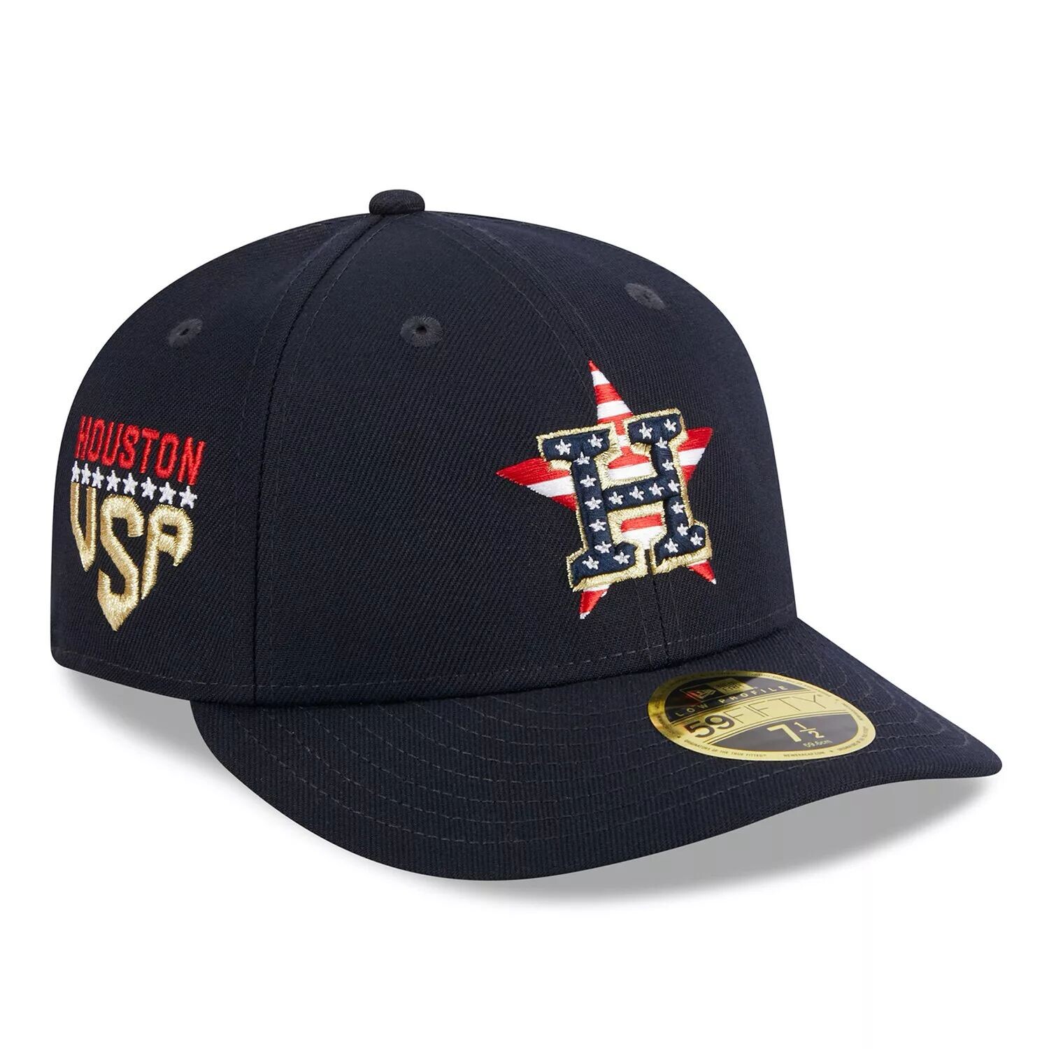 

Мужская шляпа New Era Navy Houston Astros 2023, низкопрофильная, 59FIFTY, 4 июля