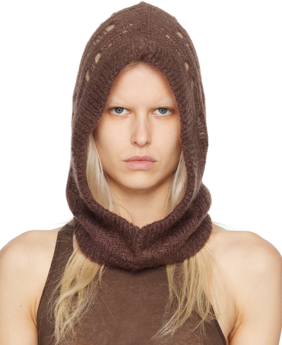 

Коричневая шапка с капюшоном Rick Owens