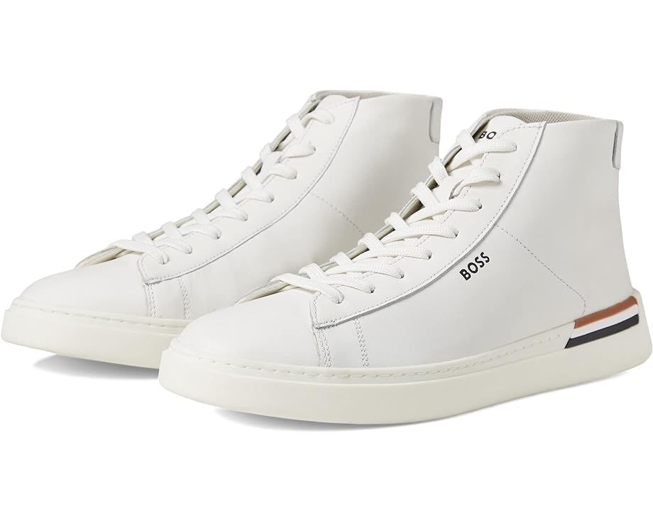 Кроссовки BOSS Clint Smooth Leather High-Top Sneakers, цвет Bright White кроссовки hugo kilian retro high top sneakers цвет charcoal bright white