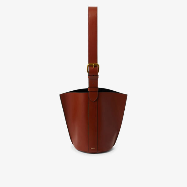 Кожаная сумка на плечо saudade с тисненым логотипом Soeur, цвет acajou/noir