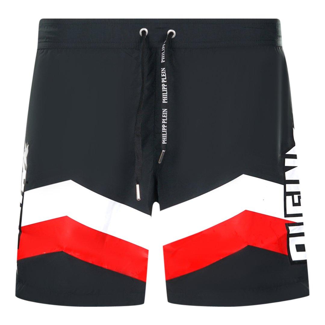 Черные длинные шорты для плавания с логотипом Diag Philipp Plein, черный philipp plein укороченные джинсы