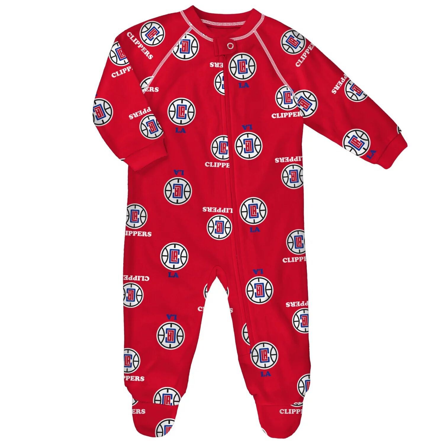 

Красная пижама с молнией во всю длину и реглан для младенцев LA Clippers Team Outerstuff