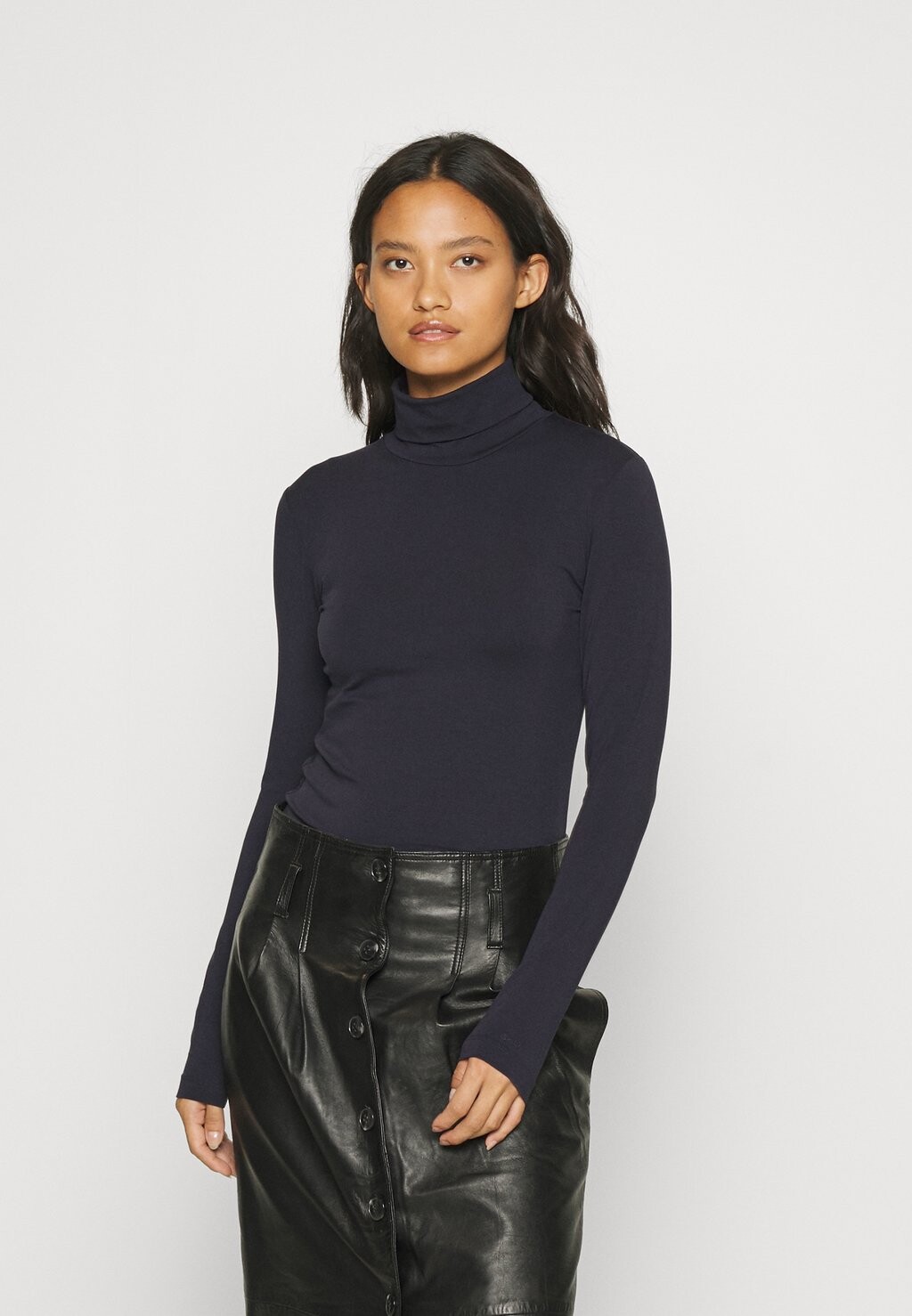 

Топ с длинными рукавами SLIM TURTLENECK GANT, темно-синий
