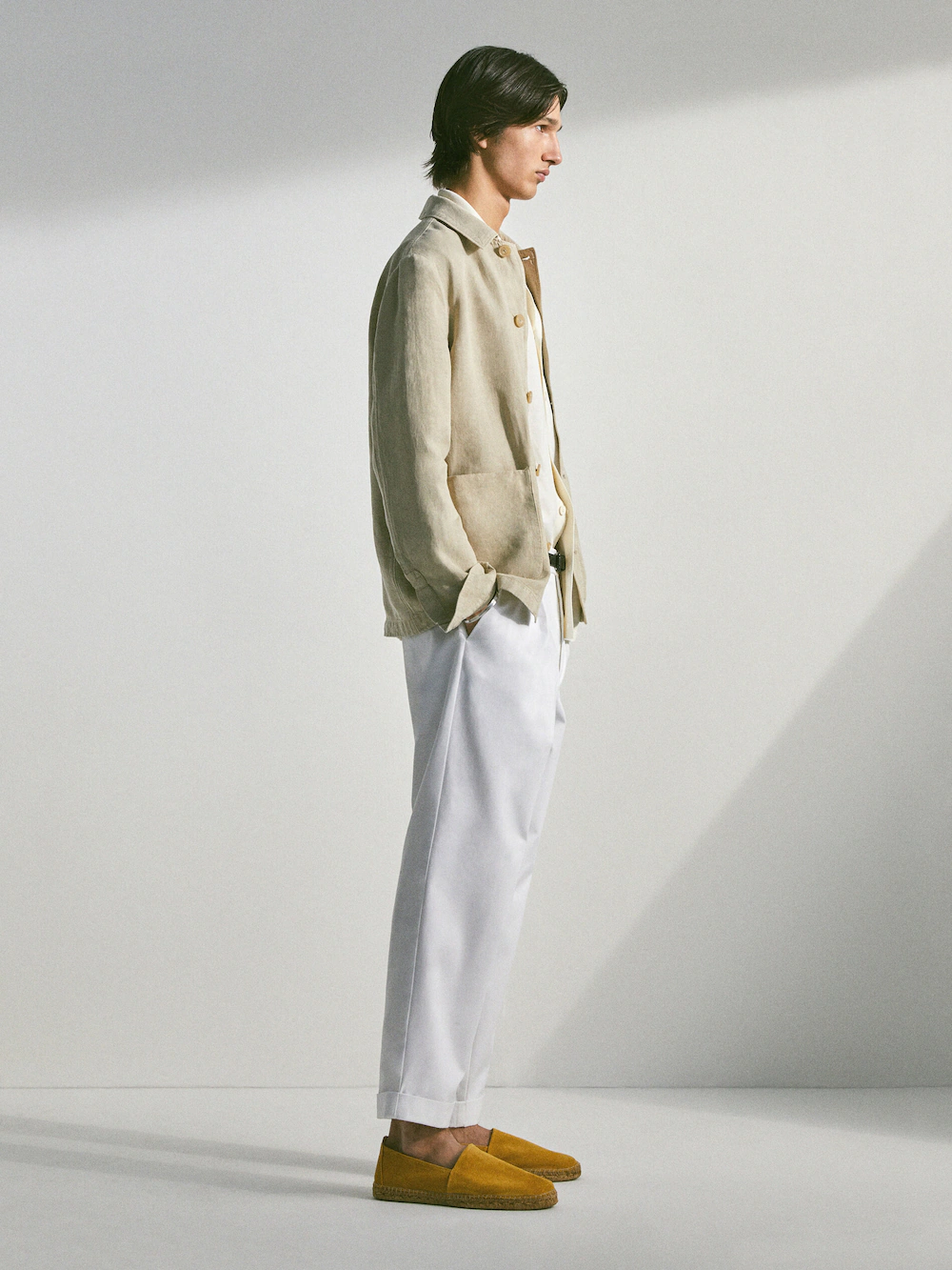 

Эспадрильи из замши с разрезом Massimo Dutti, желтый