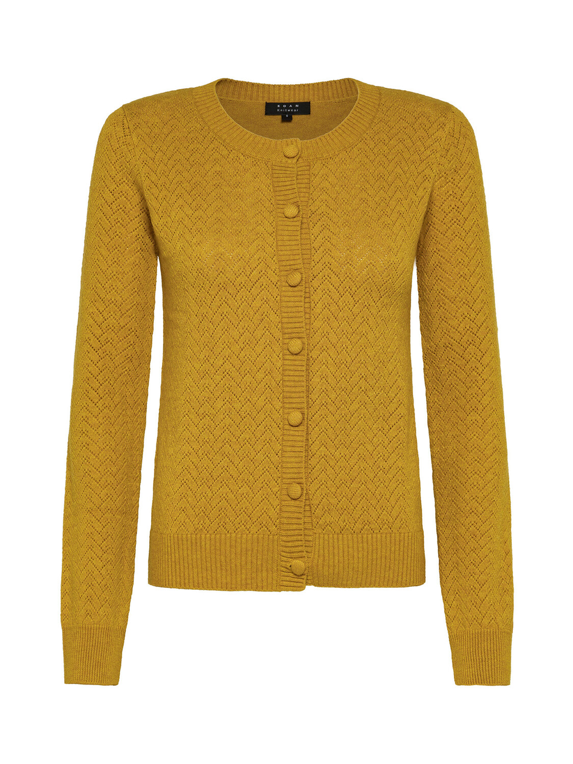 

Koan Knitwear ажурный кардиган с круглым вырезом, желтый