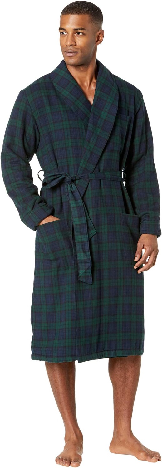 

Халат Scotch Plaid Flannel Robe Sherpa Lined Regular L.L.Bean, цвет Black Watch