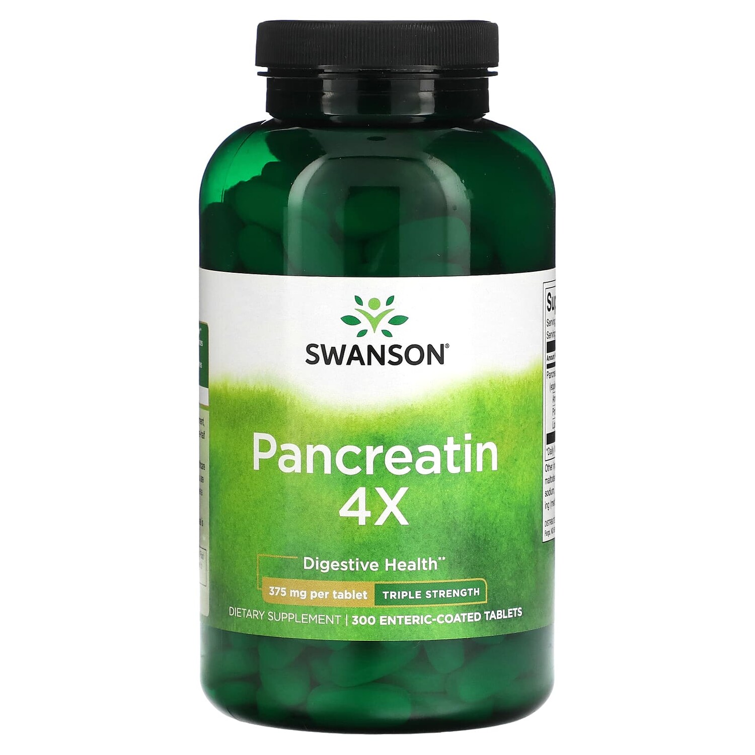 

Pancreatin 4X, тройная сила действия, 375 мг, 300 таблеток с кишечнорастворимой оболочкой, Swanson