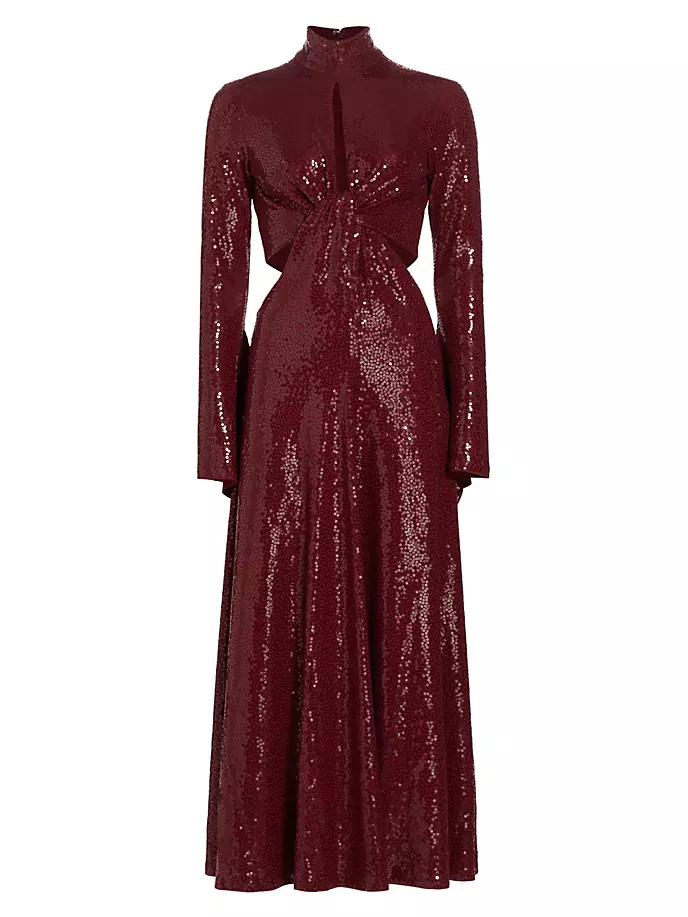 

Платье с длинными рукавами, расшитое пайетками и вырезами Michael Kors Collection, цвет merlot
