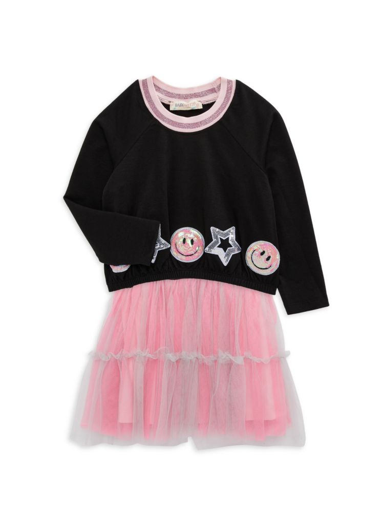 Комплект из двух предметов: свитер с пайетками и платье из тюля для маленькой девочки Baby Sara, цвет Black Multi