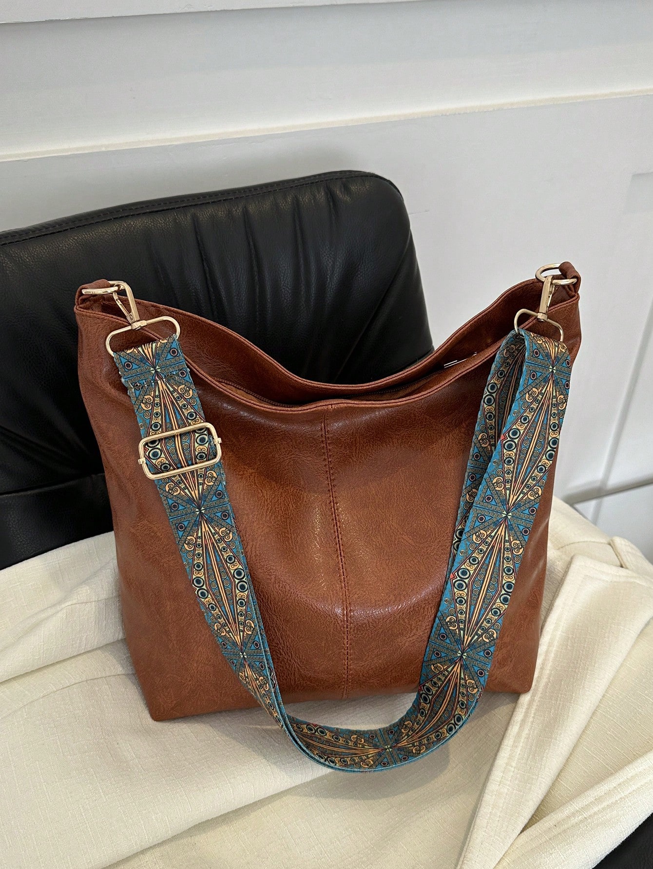 Новая осенне-зимняя сумка-ведро большой емкости, коричневый
