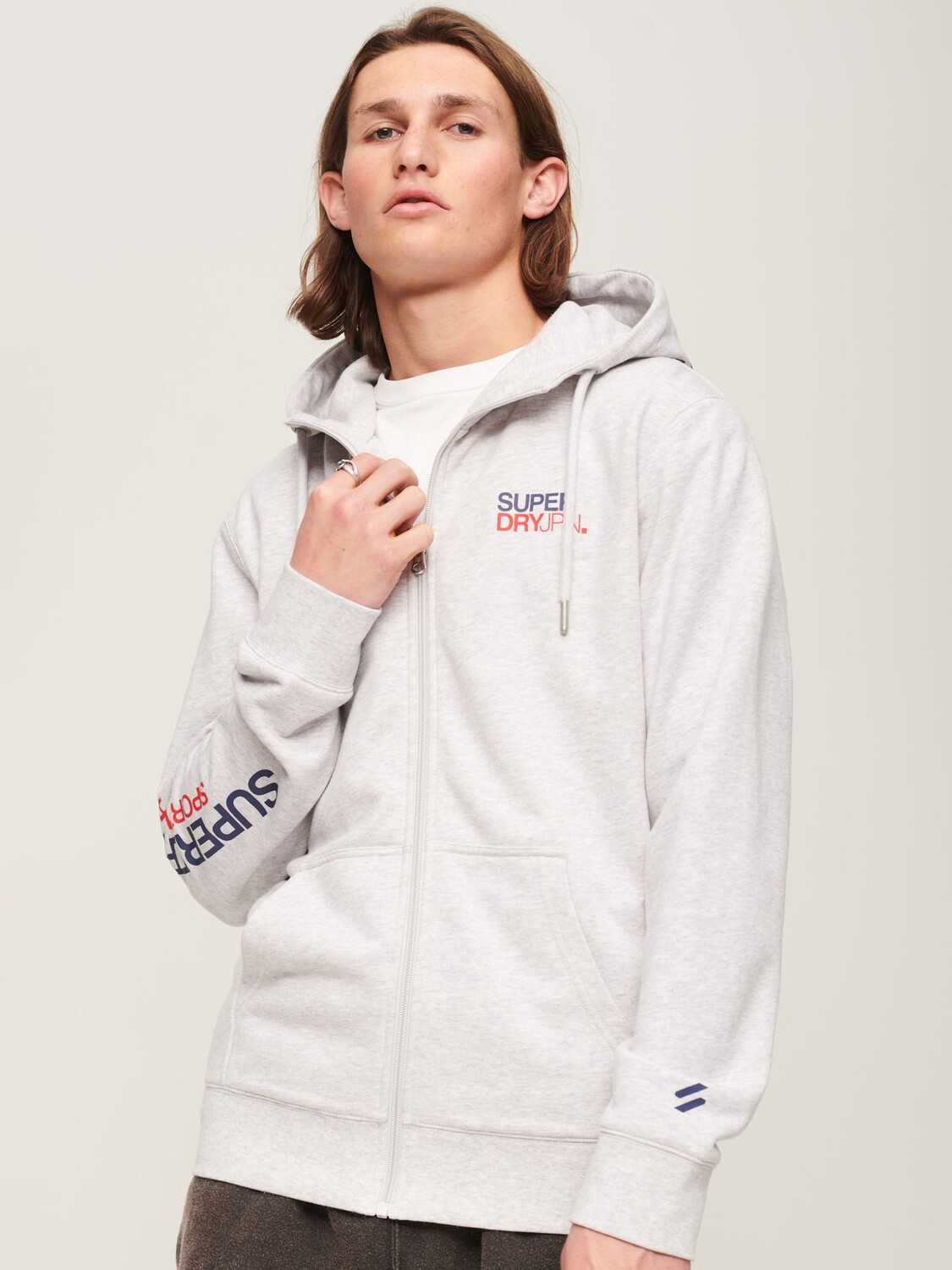 

Свободная толстовка на молнии в спортивной одежде Superdry, кадет грей марл