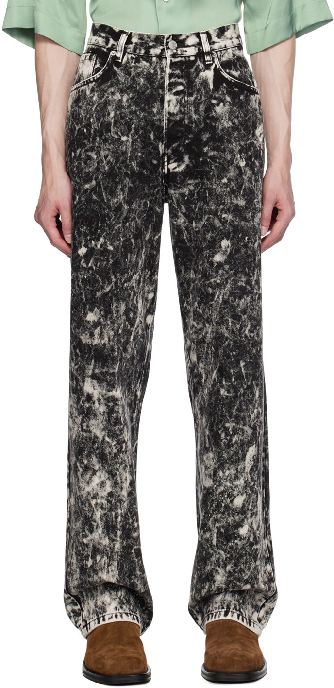 

Черные джинсы с кислотной потертостью Dries Van Noten