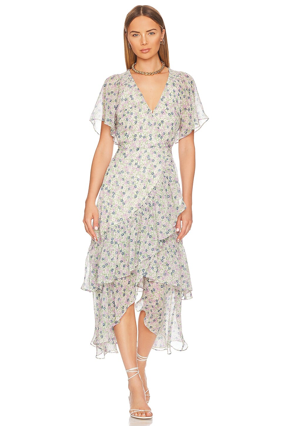 

Платье ASTR the Label Adella, цвет Green & Purple Floral