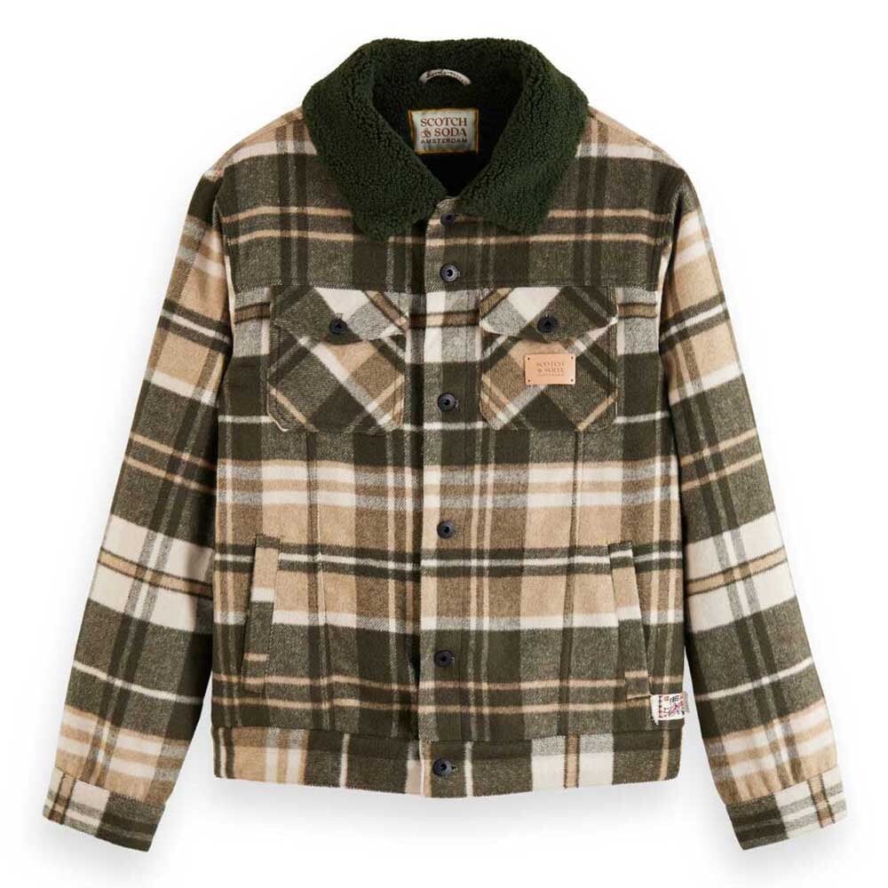 

Рубашка Scotch & Soda Teddy Trimmed Checked Trucker, бежевый