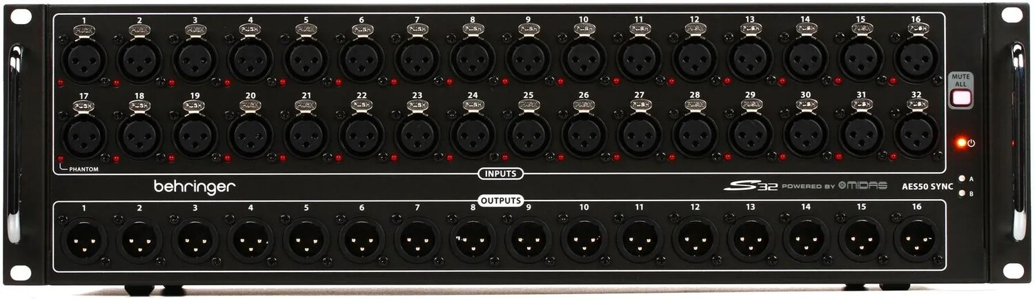 

Цифровой сценический блок Behringer S32 с 32 входами и 16 выходами