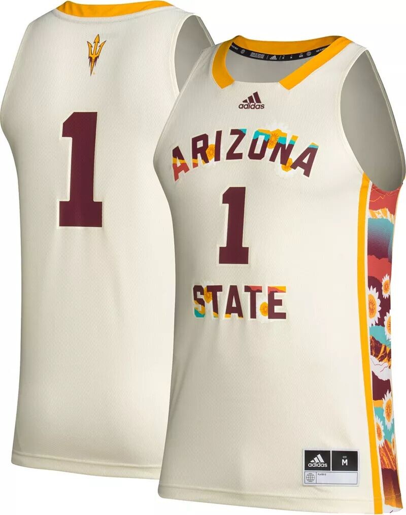 

Мужская белая баскетбольная майка Adidas Arizona State Sun Devils #1