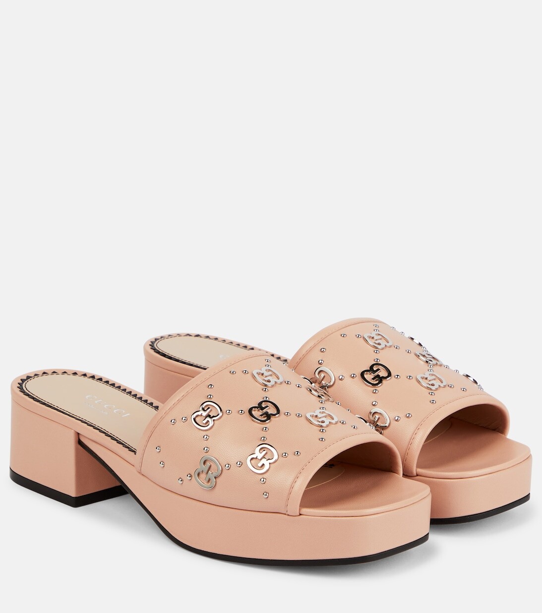 

Кожаные мюли Interlocking G Gucci, розовый