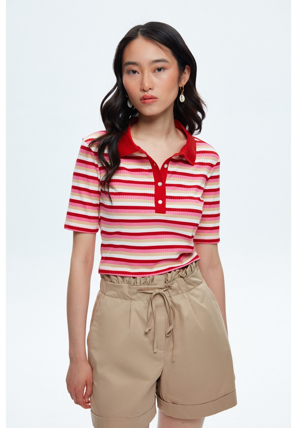 

Рубашка-поло Front Buttoned Striped adL, цвет striped coral