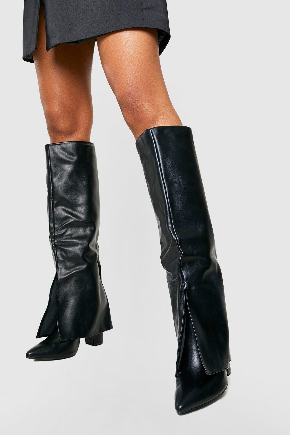 

Ботинки до колена Boohoo, черный