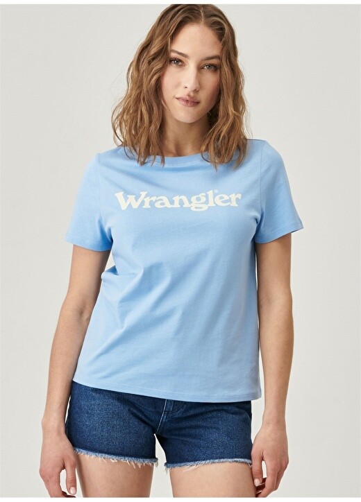 

Синяя женская футболка с круглым вырезом Wrangler, Синий