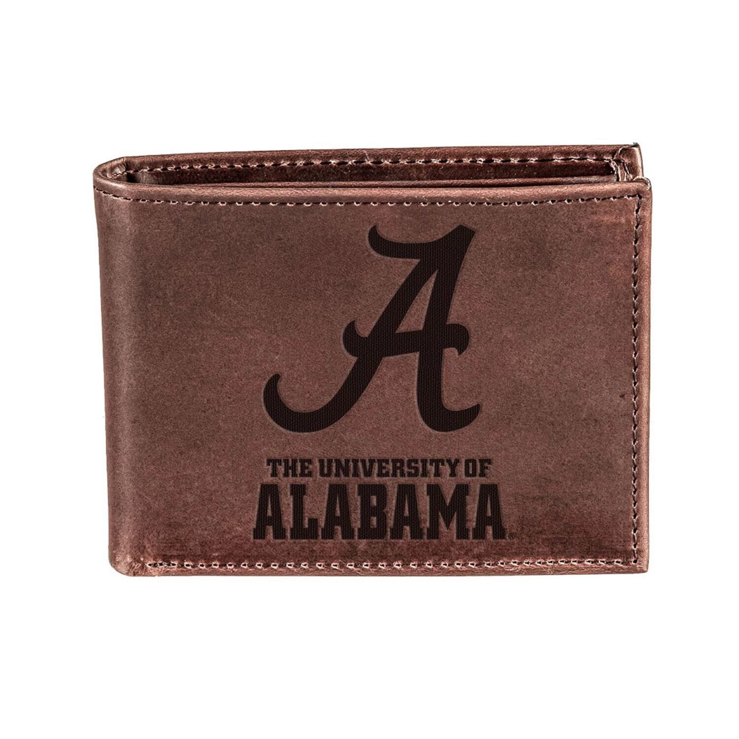 

Коричневый кожаный кошелек двойного сложения Alabama Crimson Tide