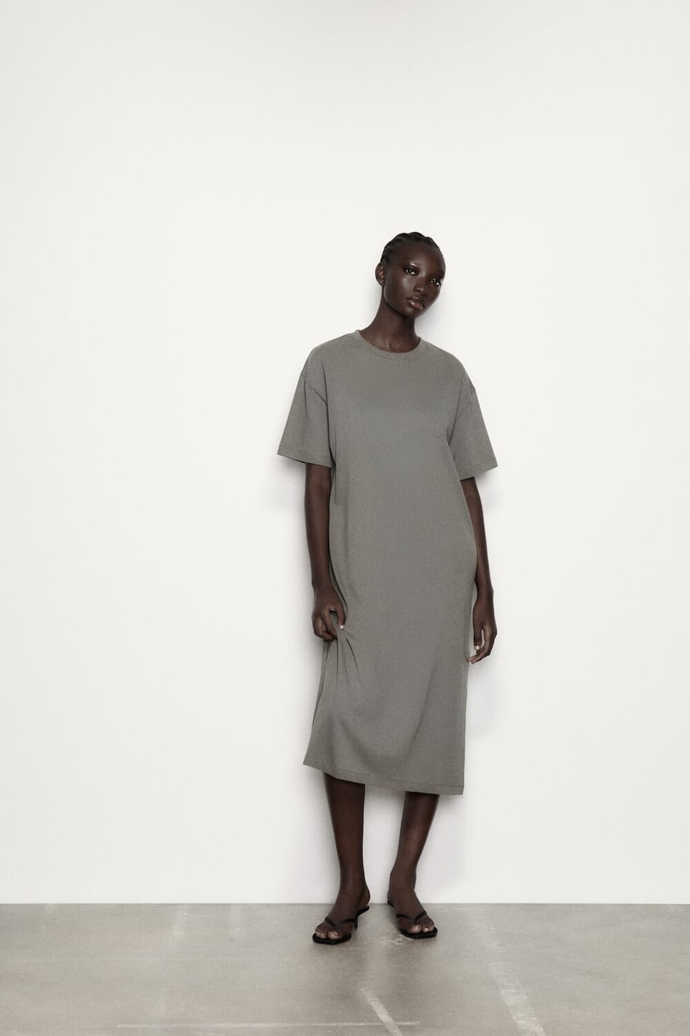

Платье из тяжелого хлопка с прорезами ZARA, зеленый