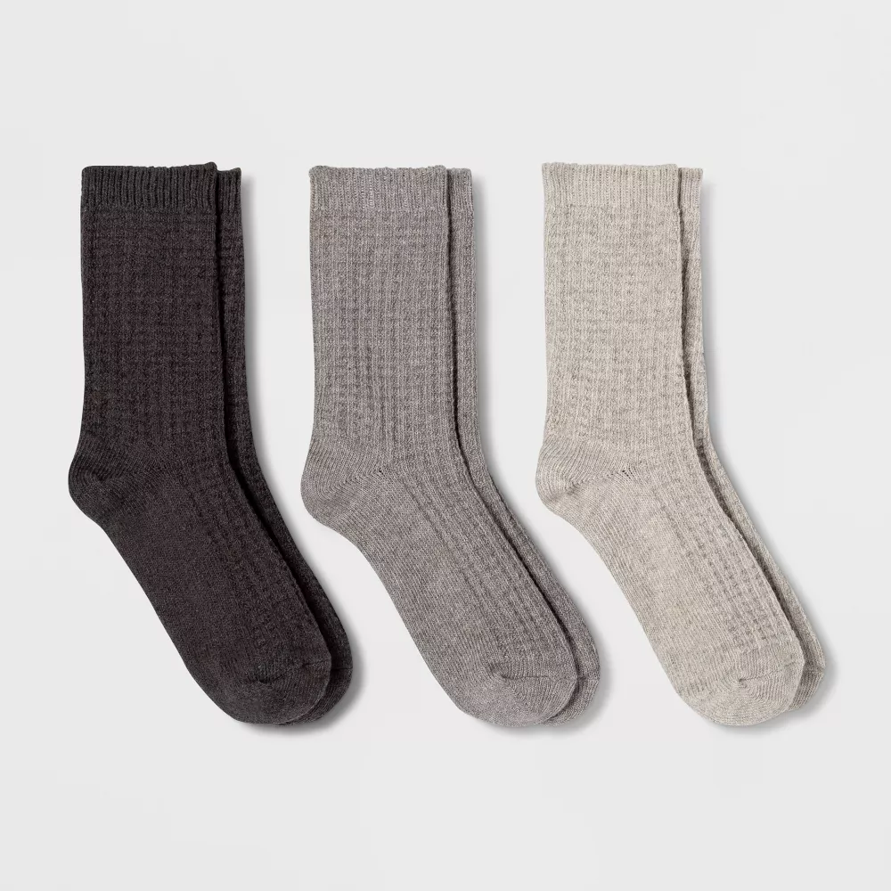 

Женские вафельные носки 3 пары Universal Thread, цвет Black/Heather Gray/Gray
