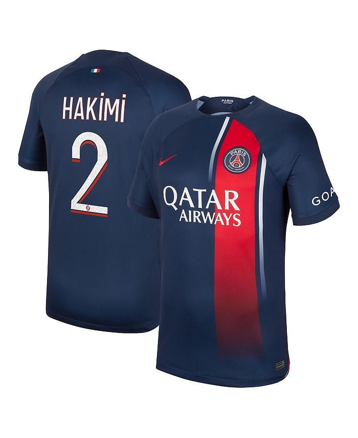 

Мужская футболка Achraf Hakimi Navy Paris Saint-Germain 2023/24 Home Replica Player Jersey Nike, синий