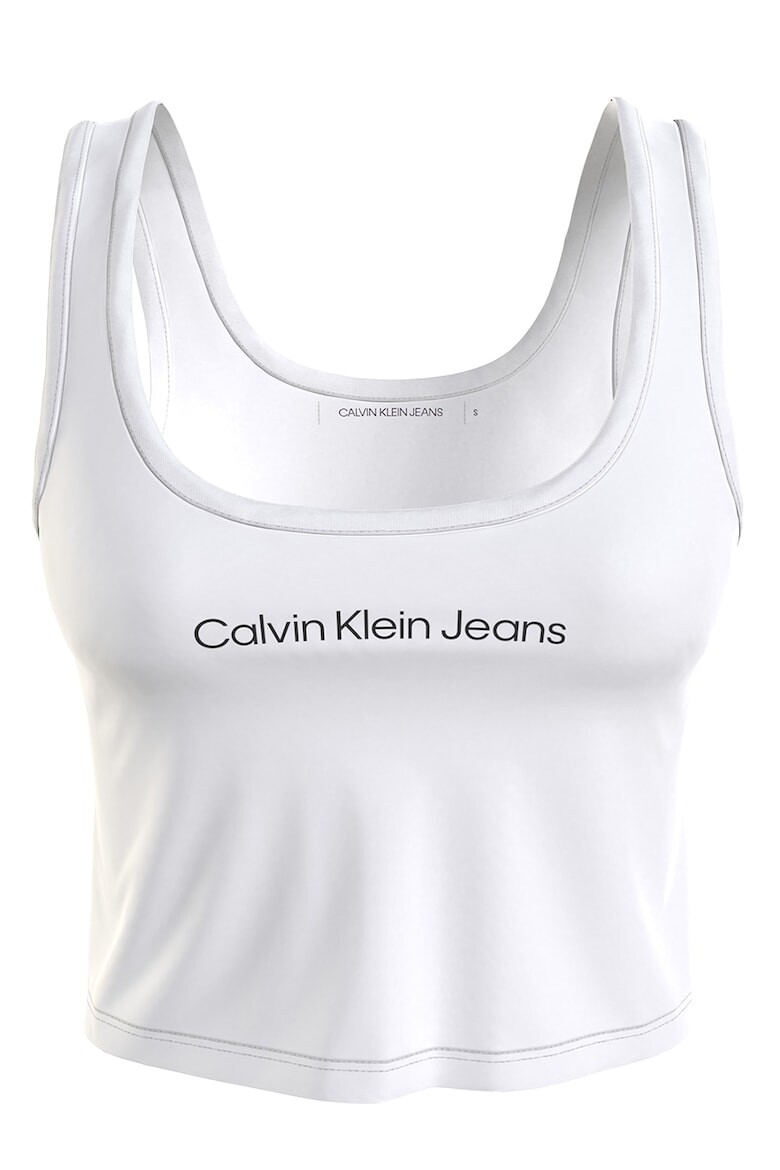 

Укороченный хлопковый топ с логотипом Calvin Klein Jeans, белый