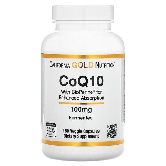 

Пищевая добавка California Gold Nutrition CoQ10 с биоперином, 150 растительных капсул