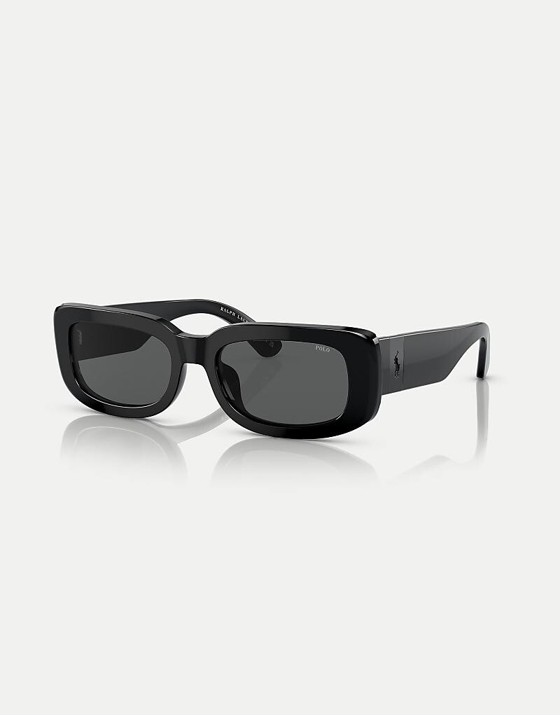 

Черные глянцевые прямоугольные солнцезащитные очки Ralph Lauren Ph4191u с серыми линзами