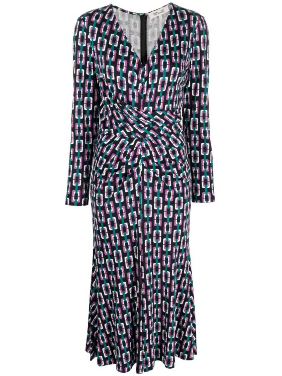 

DVF Diane von Furstenberg платье New Timmy с запахом и принтом, черный