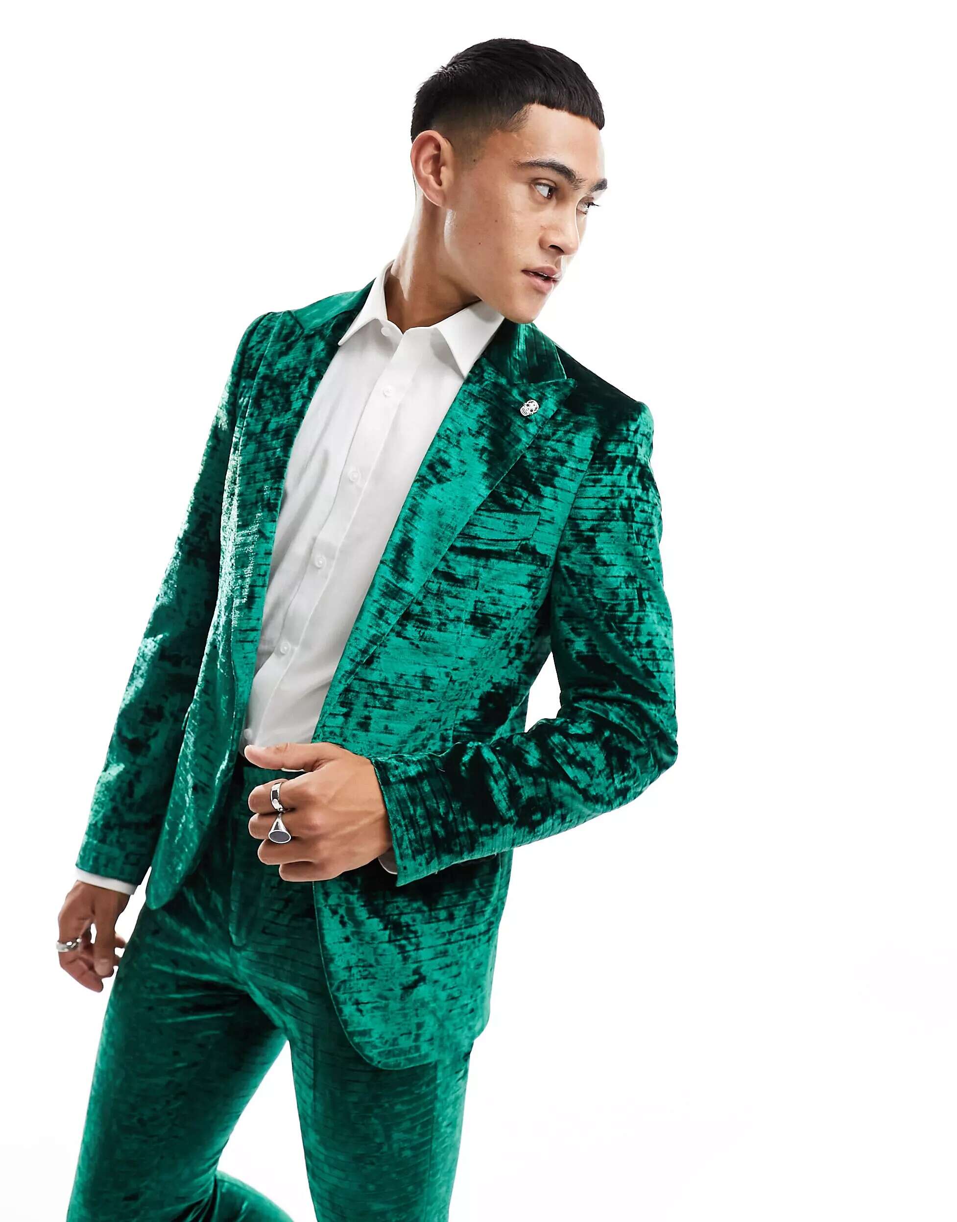 Зеленый бархатный пиджак Twisted Tailor цена и фото