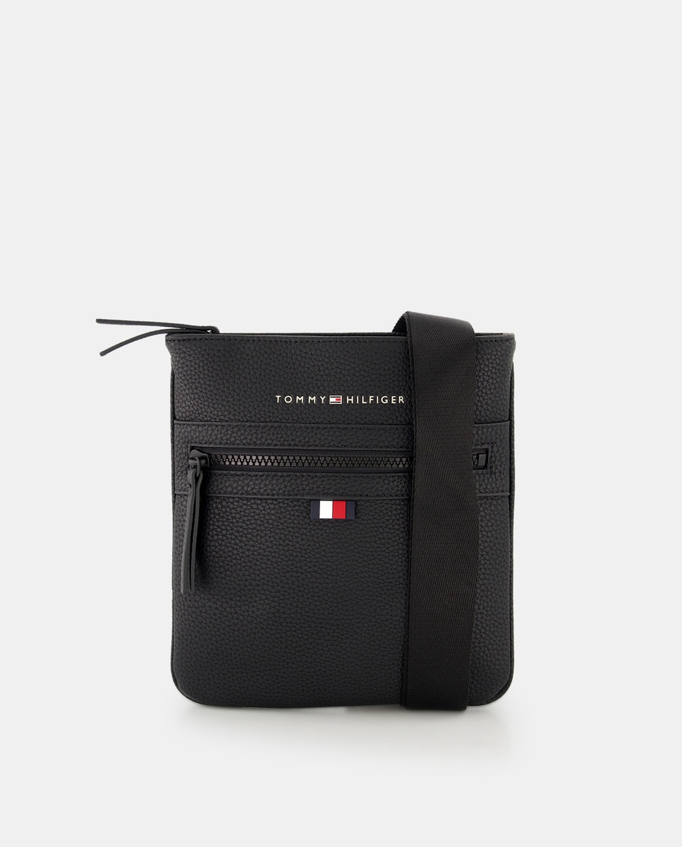 цена Маленькая черная сумка через плечо с передним карманом и логотипом Tommy Hilfiger, черный