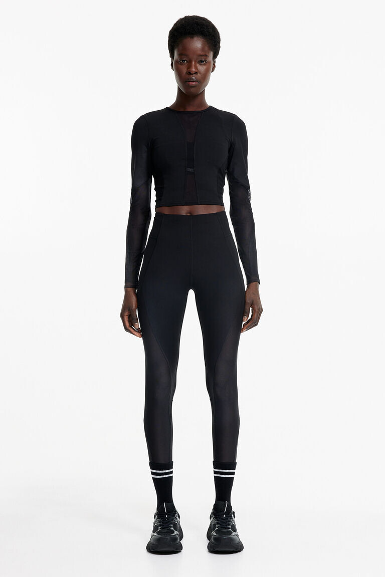 

Спортивные тайтсы drymove с сетчатой отделкой H&M, черный