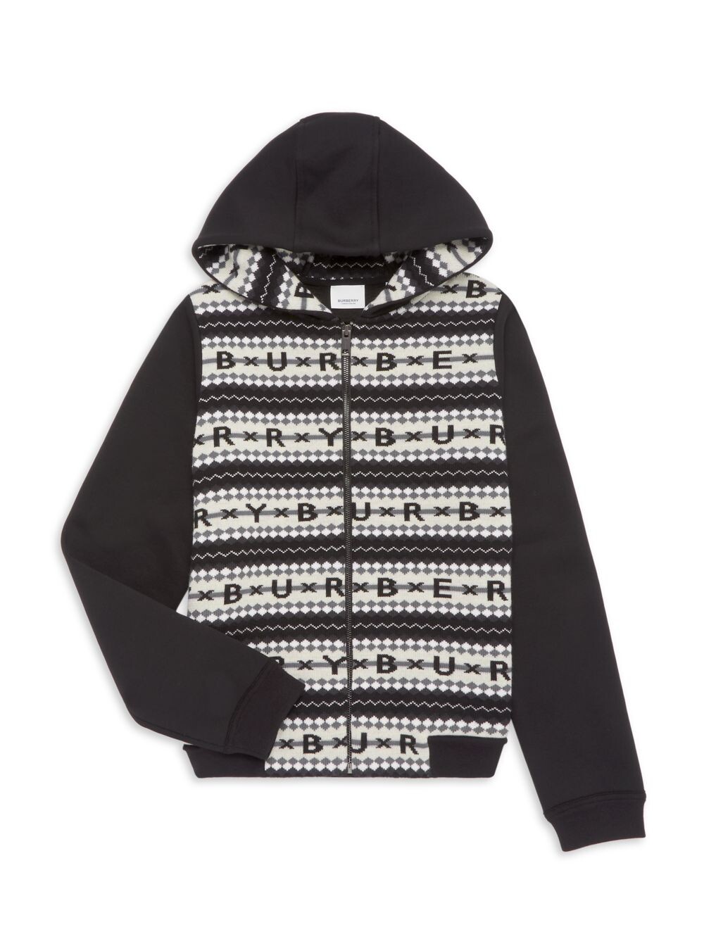 

Вязаная худи с логотипом Fair Isle для маленьких мальчиков и мальчиков Burberry, черный