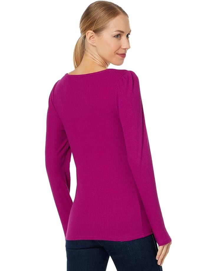 

Топ U.S. POLO ASSN. Long Sleeve Square Neck Rib Top, цвет Hillsdale Fuchsia