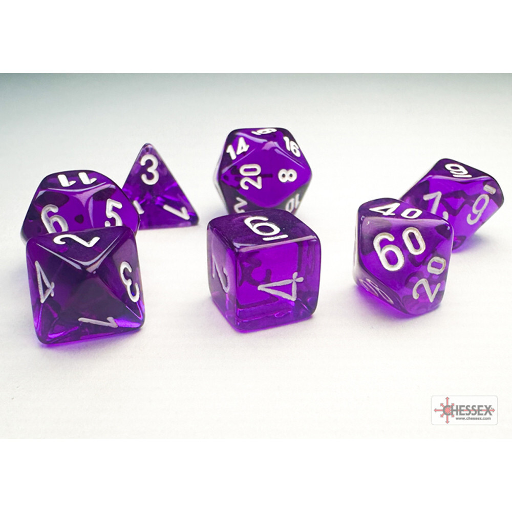 

Аксессуары Chessex 10mm Polyhedral Dice: Translucent - Purple w/ White (7)
