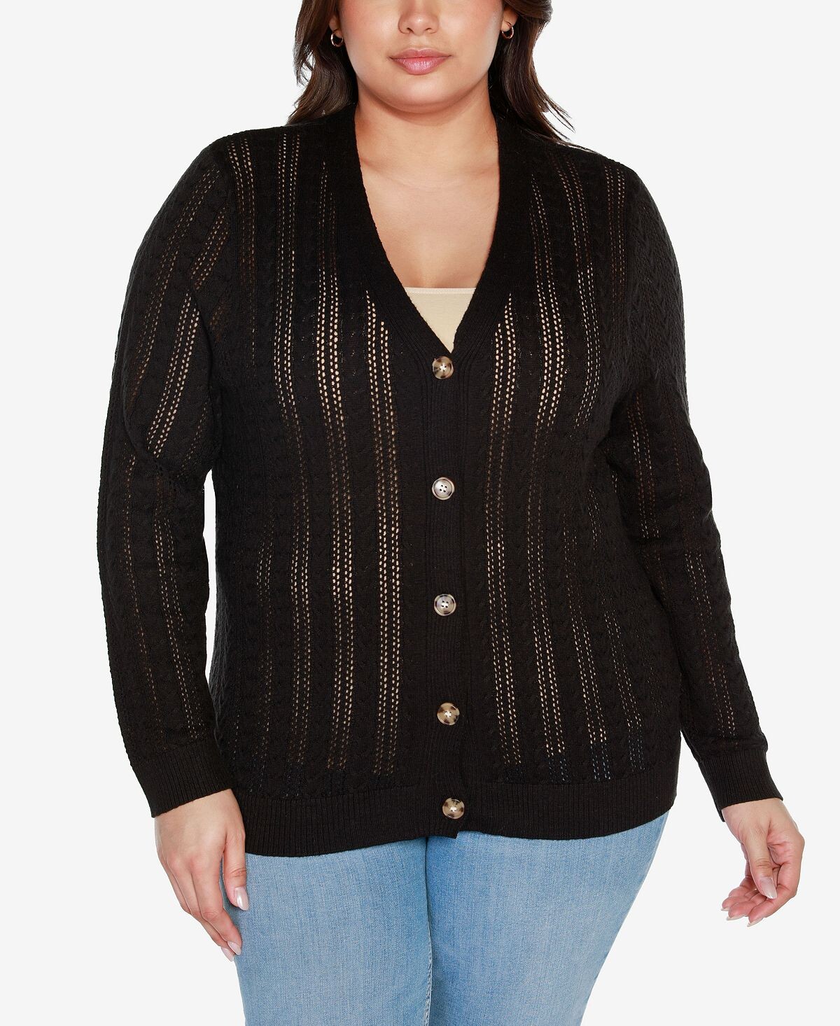 

Свитер-кардиган на пуговицах больших размеров Black Label Plus Size Belldini, черный
