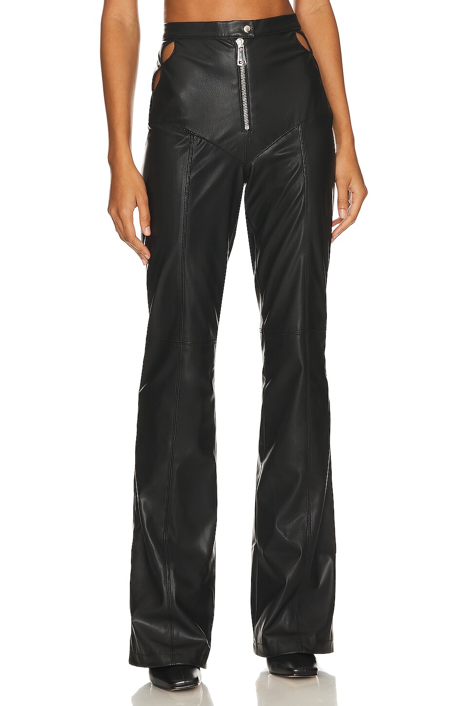 

Брюки Ceren Ocak Faux Leather Detailed, черный