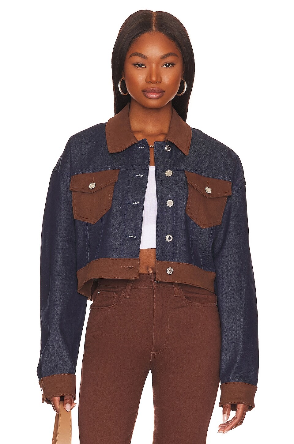 

Куртка WeWoreWhat Color Block Denim, цвет Copper Suede