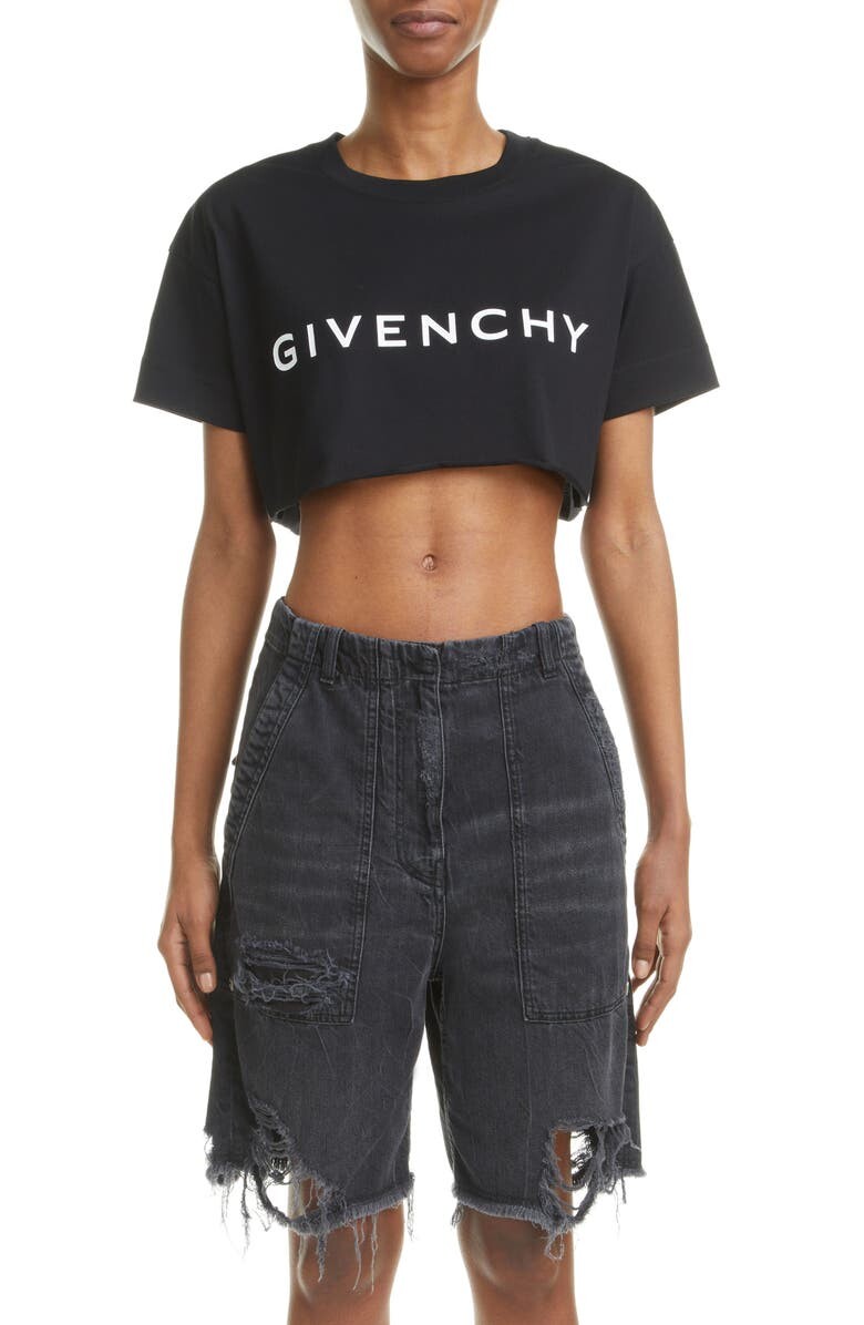 

Укороченная футболка с логотипом GIVENCHY, черный