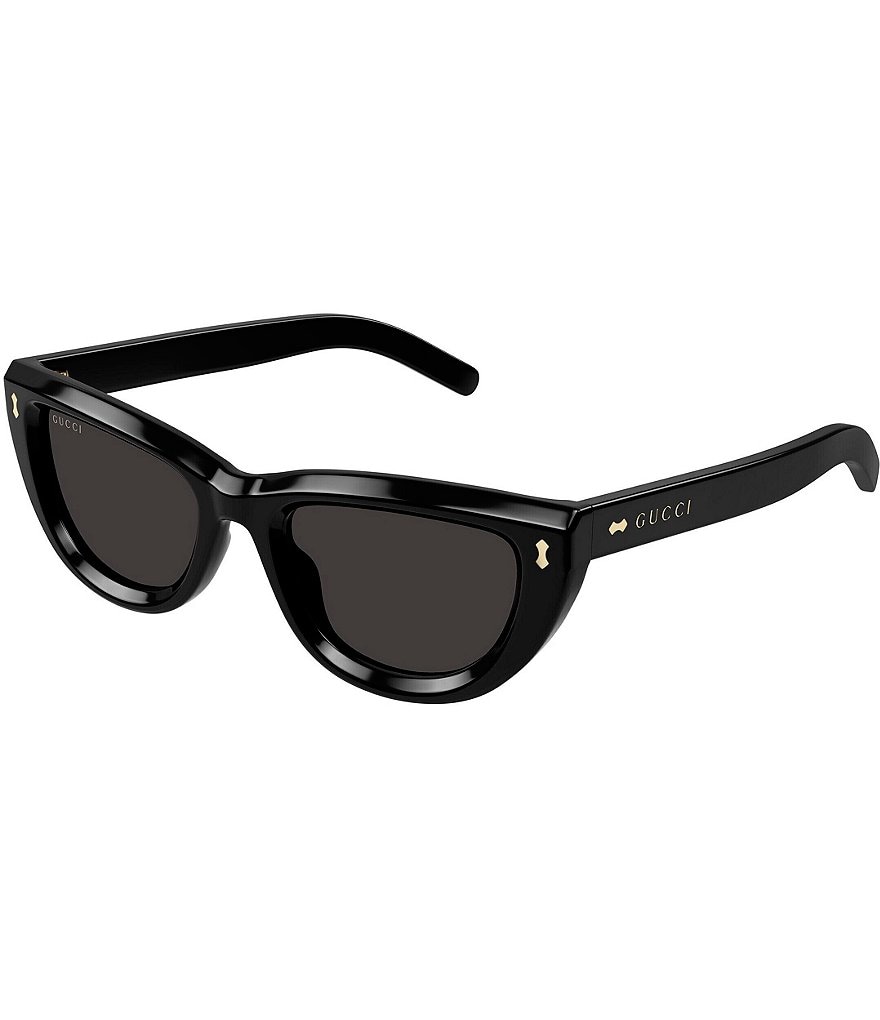 цена Женские солнцезащитные очки Gucci Rivetto кошачий глаз Gucci 51 мм, черный