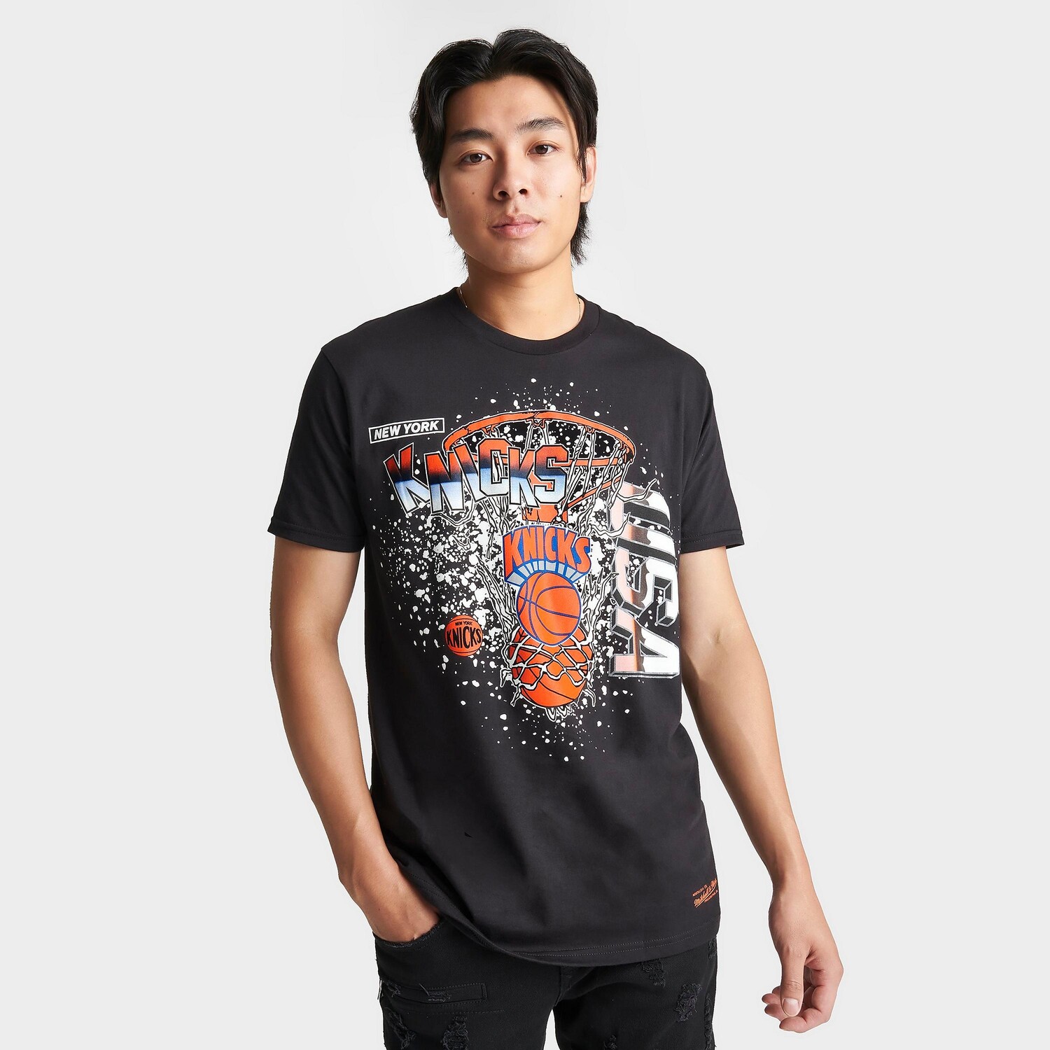 

Мужская футболка с рисунком Mitchell & Ness New York Knicks NBA Shatter, черный
