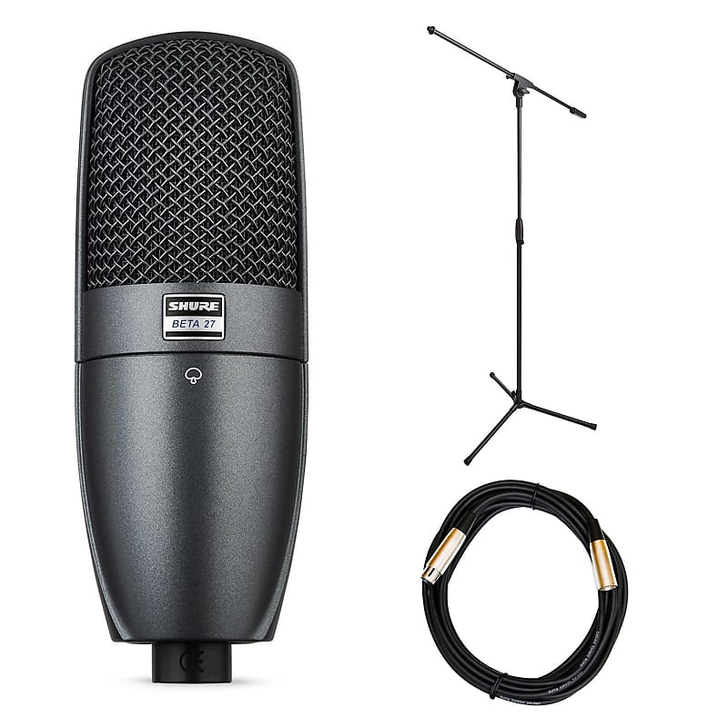Микрофон Shure Beta 27 Condenser Microphone Bundle with Stand & XLR Cable neewer микрофон condenser microphone studio recording mic stand scissor arm stand for computer karaoke microphone