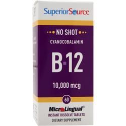 Superior Source MicroLingual No Shot цианокобаламин В-12 (10 000мкг) 60 таблеток