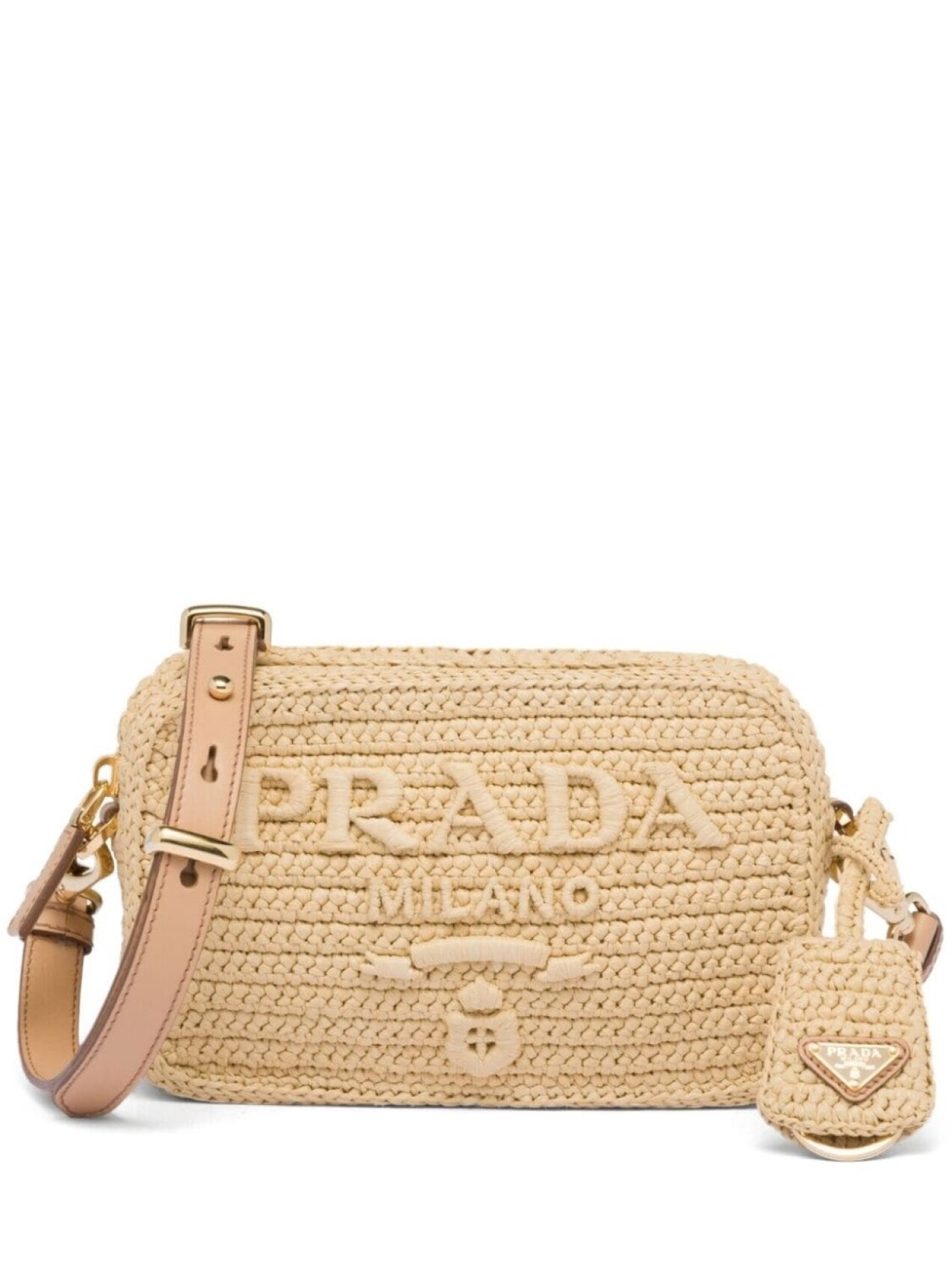 

Prada сумка на плечо из рафии, нейтральный цвет