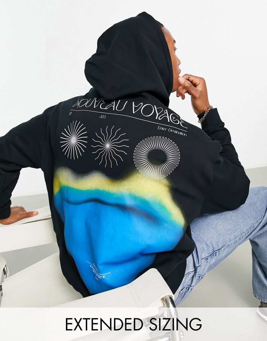 

Черная толстовка оверсайз с мистическим принтом на спине ASOS DESIGN