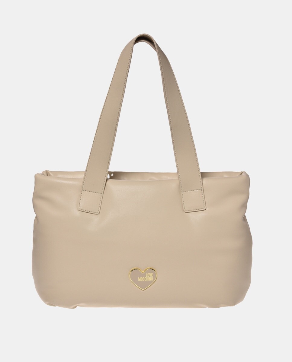 

Бежевая сумка через плечо с металлическим логотипом Love Moschino, бежевый