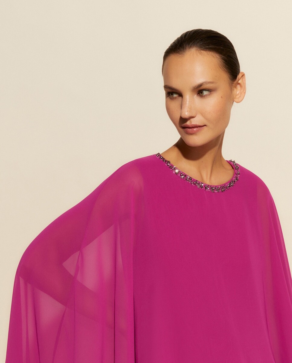 

Короткое платье с накидкой Woman Fiesta El Corte Inglés, интенсивная фуксия